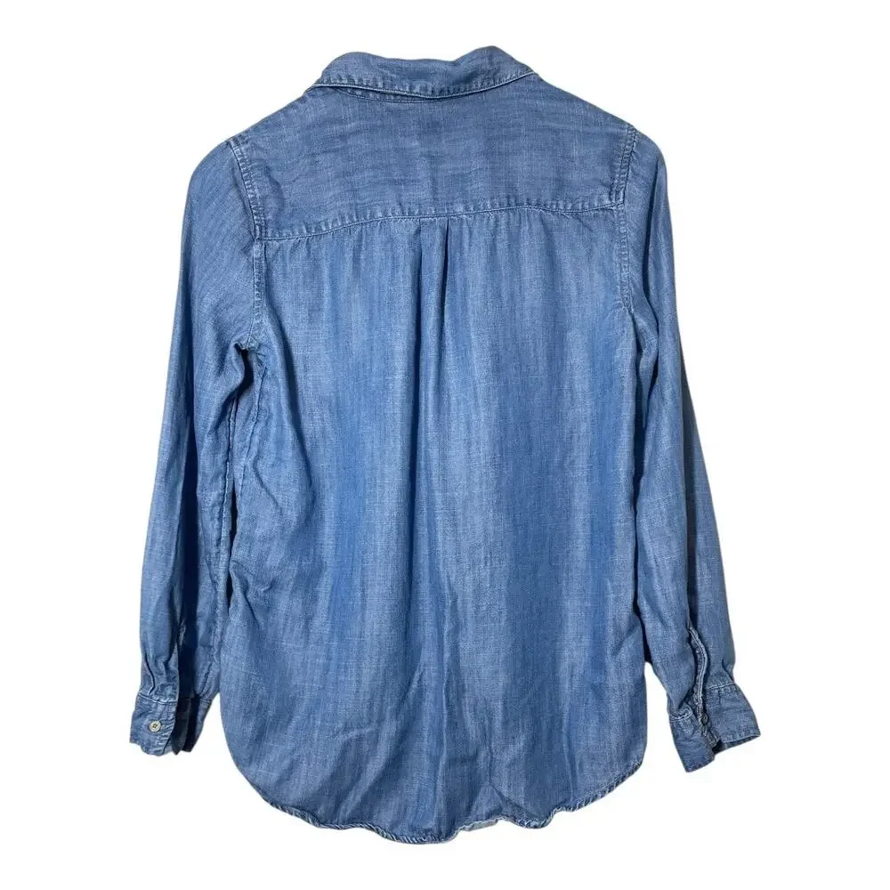GAP Youth XXL Lyocell Chambray Shirt Long Sleeve Button Front Blue Girls